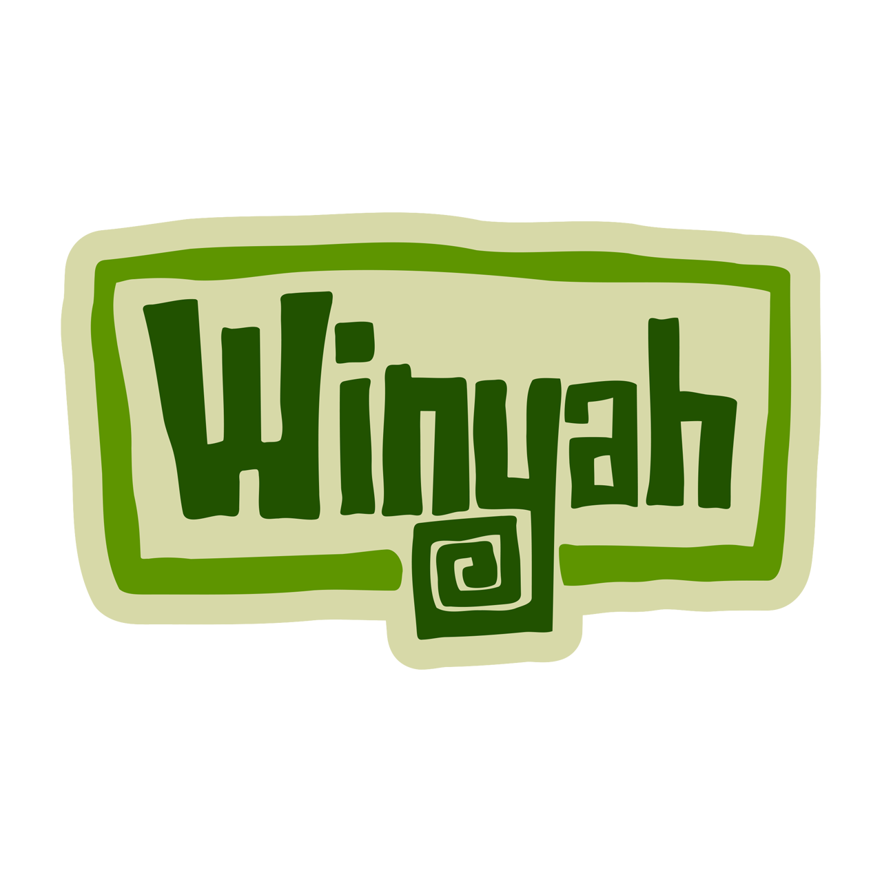 Logo with the word 'Winyah' in green on a beige background